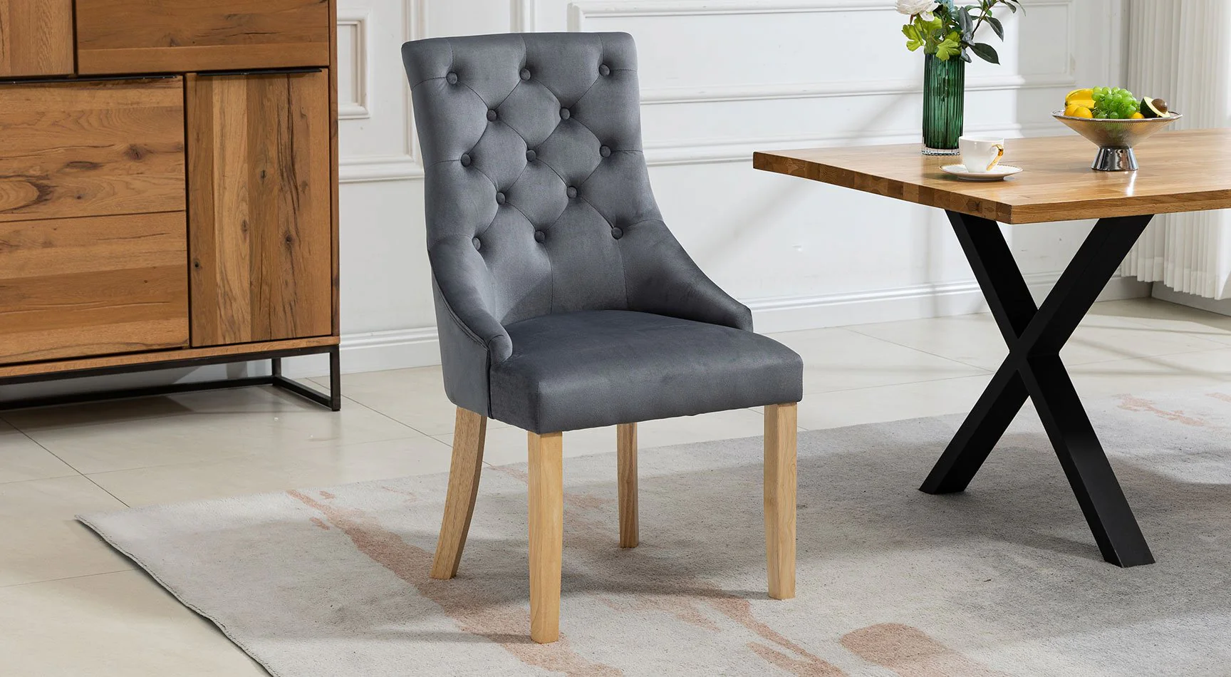 Ravenna Velvet Pair Of Dining Chairs - Image 3