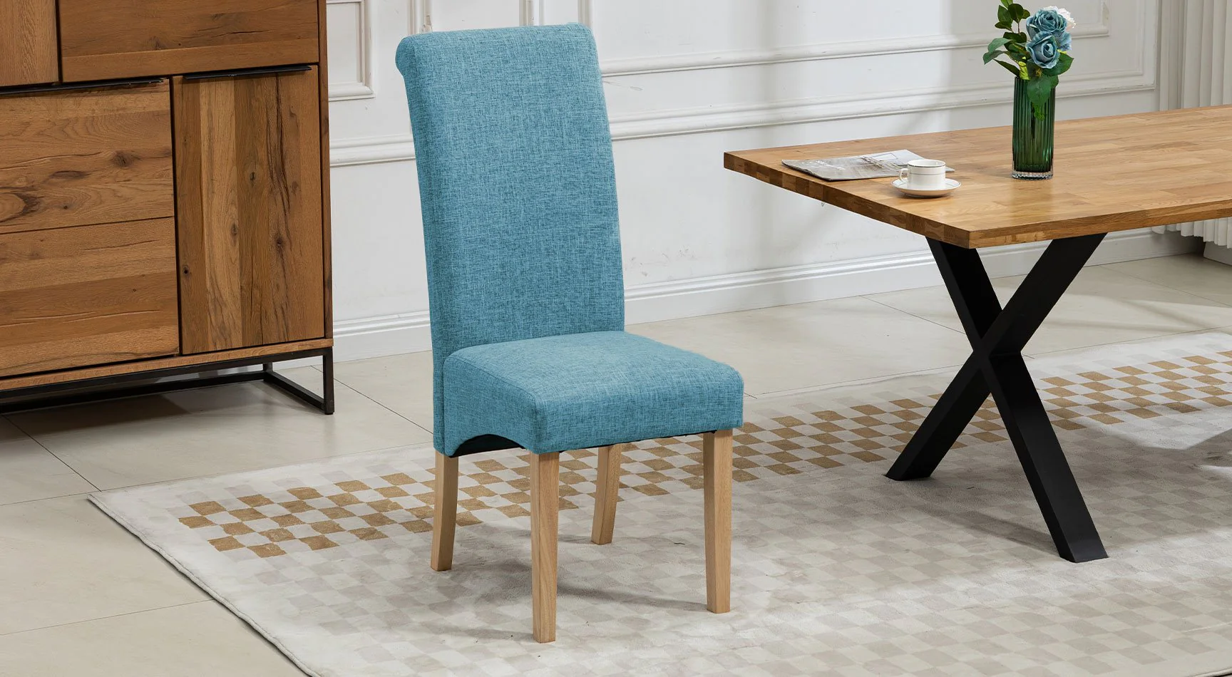 Rimini Fabric Pair Of Dining Chairs - Image 4