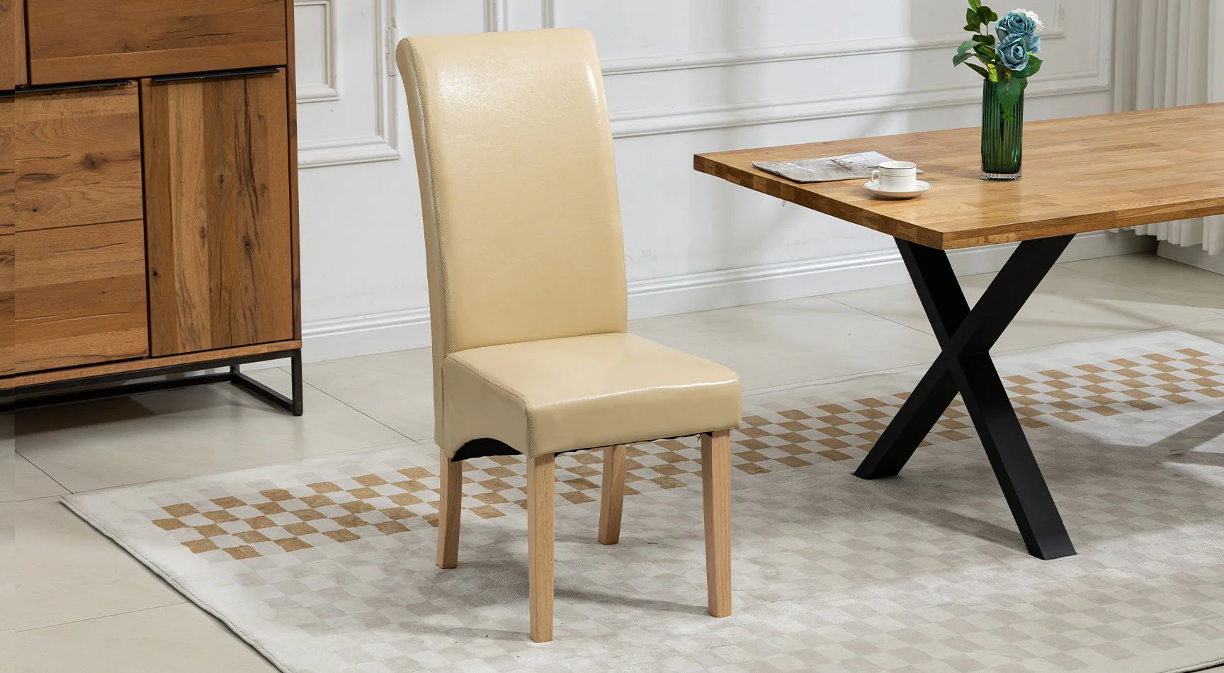 Rimini Vegan Leather Pair Of Dining Chairs - Image 3