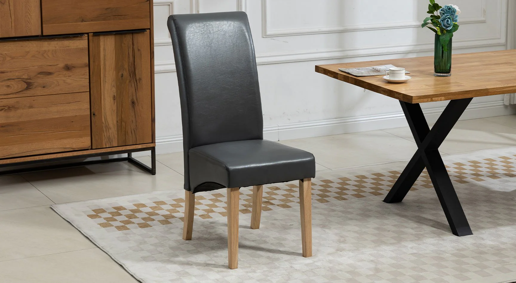 Rimini Vegan Leather Pair Of Dining Chairs - Image 4